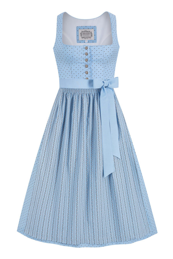 Dirndl lang 85 cm hellblau gemustert Sophie 014668 ~ 36