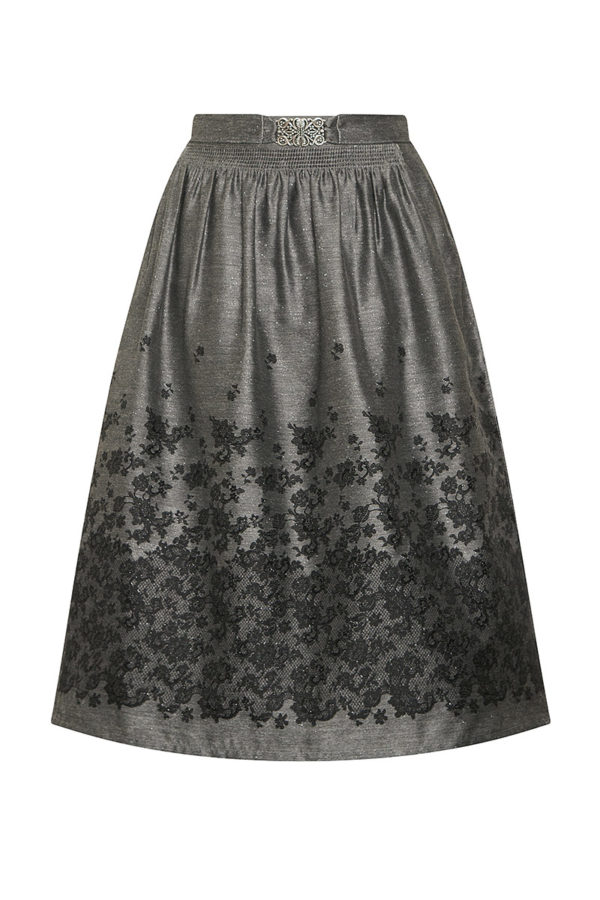 Dirndlschürze midi 70 cm graphit schwarz gemustert 012590 ~ L