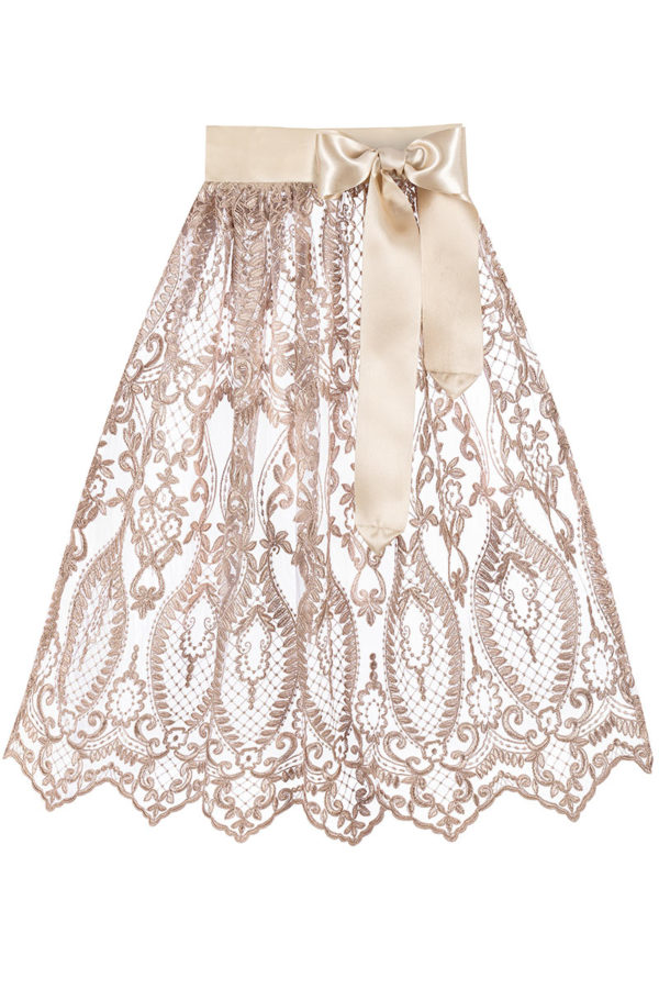 Dirndlschürze Spitze midi 65 cm taupe 016590 ~ L
