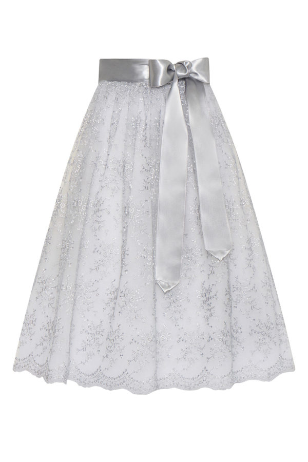 Dirndlschürze Spitze midi 70 cm silbergrau 014364 ~ L