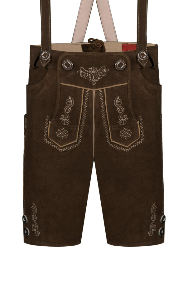 Kinder Lederhose kurz dunkelbraun 140934 ~ 104
