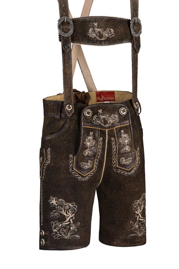 Kinder Lederhose kurz dunkelbraun Leopold 002392 ~ 110