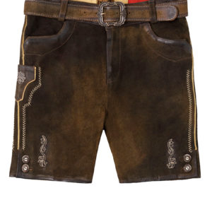 Kinder Lederhose kurz mit Gürtel braun antik Flori 003850 ~ 80