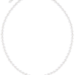 Kinder Perlencollier mit Strass-Herz 003975 ~ weiß