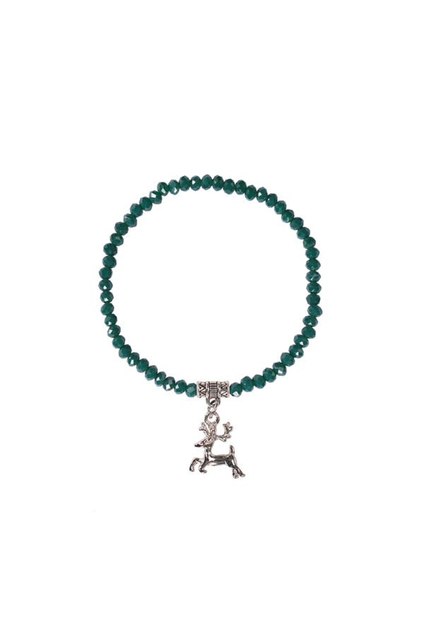 Kristallarmband mit Hirsch-Anhänger verschiedenfarbig 008464 ~ dunkelgrün