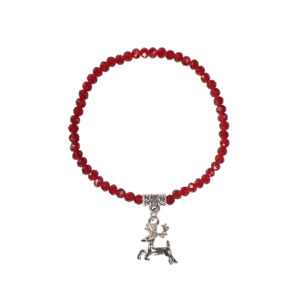 Kristallarmband mit Hirsch-Anhänger verschiedenfarbig 008464 ~ dunkelrot