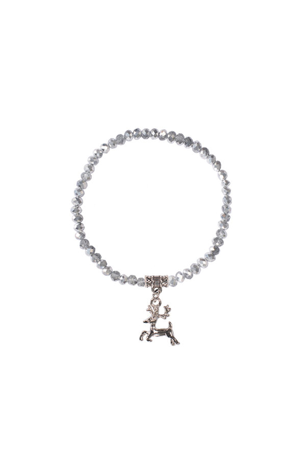 Kristallarmband mit Hirsch-Anhänger verschiedenfarbig 008464 ~ silber
