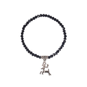 Kristallarmband mit Hirsch-Anhänger verschiedenfarbig 008464 ~ schwarz