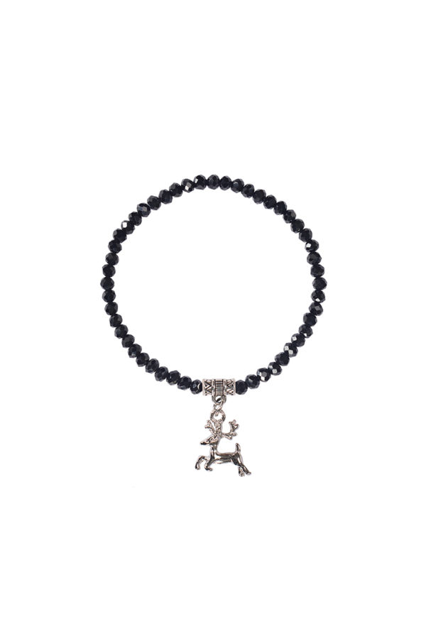 Kristallarmband mit Hirsch-Anhänger verschiedenfarbig 008464 ~ schwarz