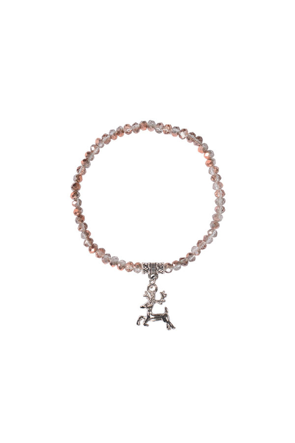 Kristallarmband mit Hirsch-Anhänger verschiedenfarbig 008464 ~ taupe