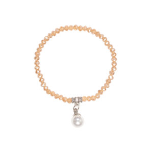 Kristallarmband mit Perlen-Anhänger verschiedenfarbig 008466 ~ beige