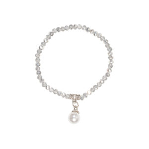 Kristallarmband mit Perlen-Anhänger verschiedenfarbig 008466 ~ silber