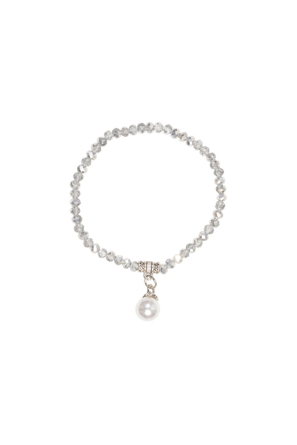 Kristallarmband mit Perlen-Anhänger verschiedenfarbig 008466 ~ silber