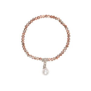 Kristallarmband mit Perlen-Anhänger verschiedenfarbig 008466 ~ taupe