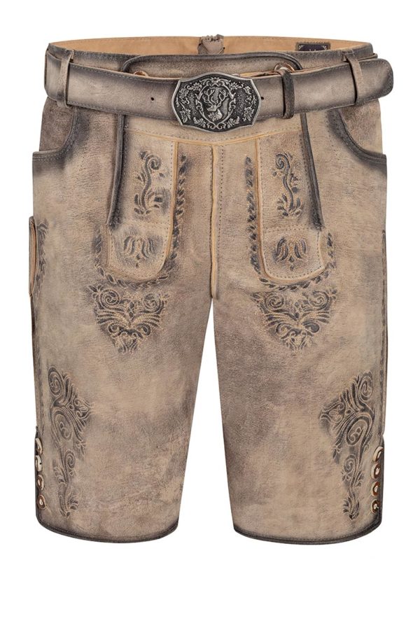 Lederhose kurz mit Gürtel graubraun Ludwig 015664 ~ 44