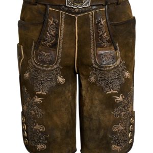 Lederhose kurz mit Gürtel braun antik Benedikt 007692 ~ 48