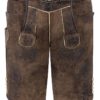 Lederhose kurz mit Gürtel braun grün Saalbach 014840 ~ 44