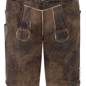 Lederhose kurz mit Gürtel braun grün Saalbach 014840 ~ 44