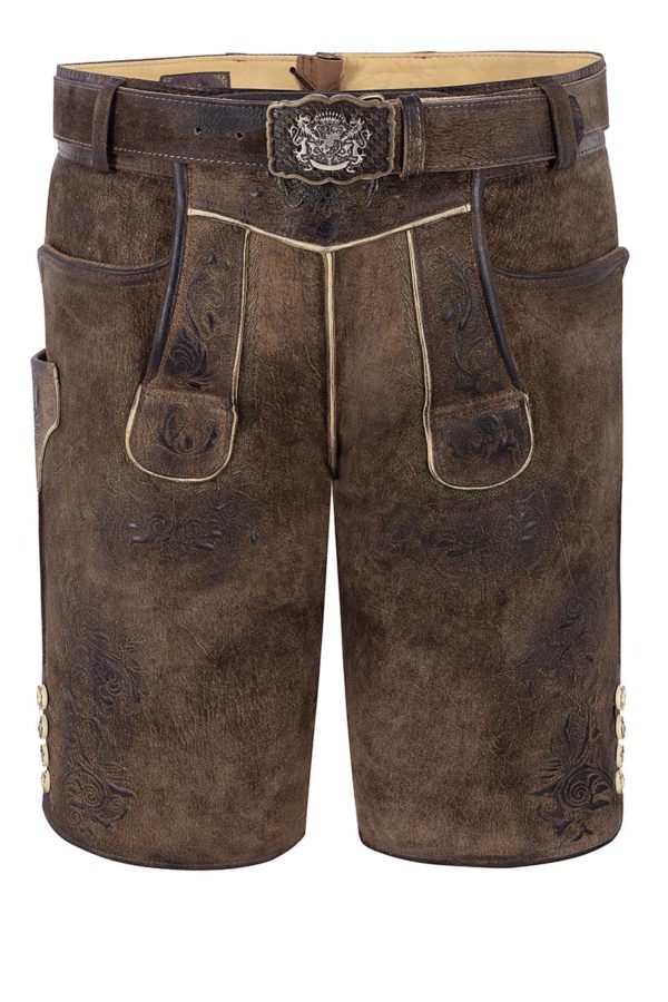 Lederhose kurz mit Gürtel braun grün Saalbach 014840 ~ 44