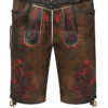 Lederhose kurz mit Gürtel braun rot bestickt SSV Jahn Regensburg 009809 ~ 110