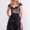 Midi Dirndl 65 cm altrosa schwarz Sina 014978 ~ 32