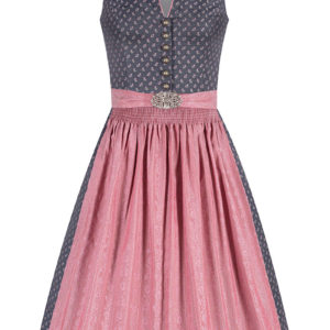 Midi Dirndl 65 cm blau rosenholz Louise 010226 ~ 32