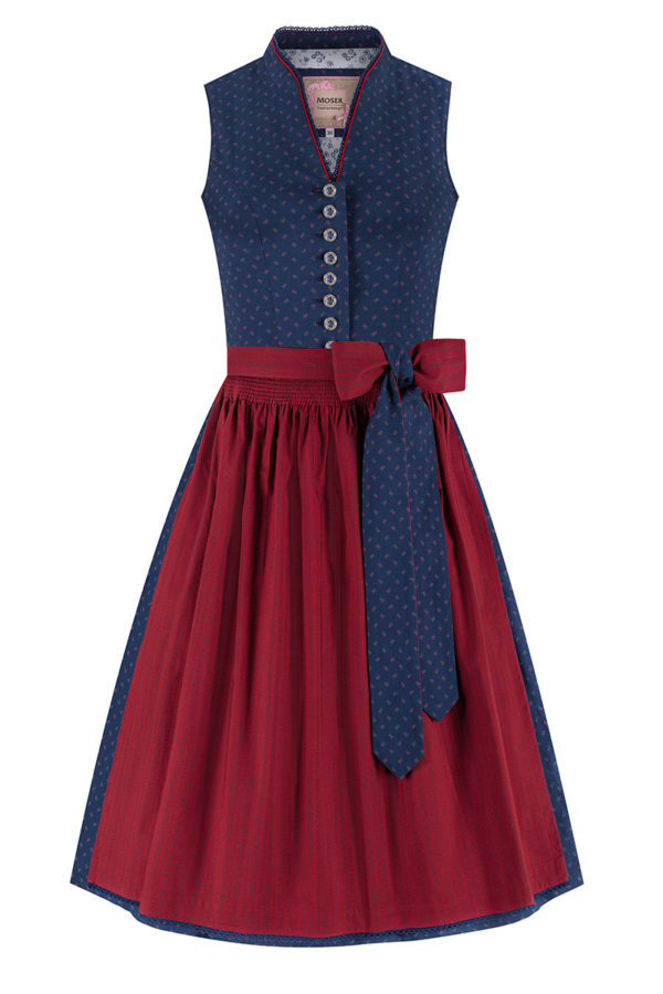 Midi Dirndl 65 cm blau rot Tanja 010074 ~ 32
