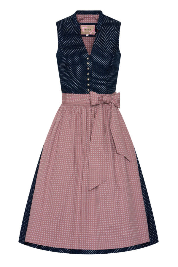 Midi Dirndl 65 cm dunkelblau rosenholz Valentina 014426 ~ 30