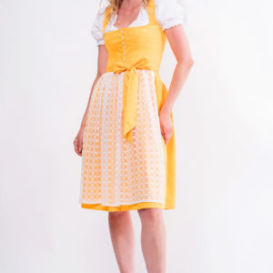 Midi Dirndl 65 cm gelb weiß Lisanne 014968 ~ 32