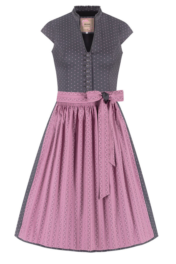 Midi Dirndl 65 cm grau altrosa Stretch Paula 010381 ~ 32