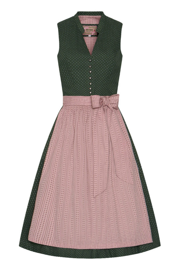 Midi Dirndl 65 cm grün altrosa Valentina 014425 ~ 30