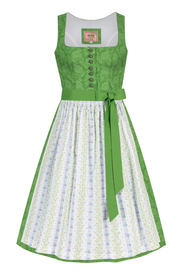 Midi Dirndl 65 cm grün weiß geblümt Traudl 010894 ~ 32