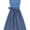 Midi Dirndl 65 cm hellblau geblümt Venora 009974 ~ 34