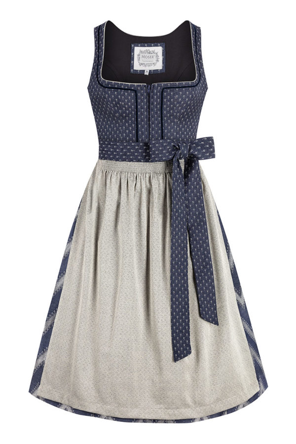 Midi Dirndl 70 cm blau champagner Magdalena 016006 ~ 32