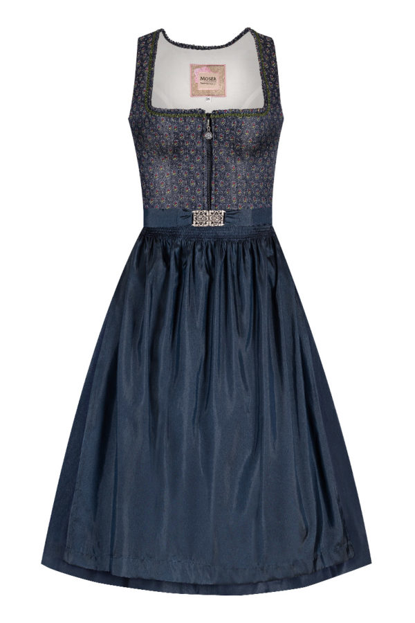 Midi Dirndl 70 cm dunkelblau gemustert Britta 010939 ~ 40