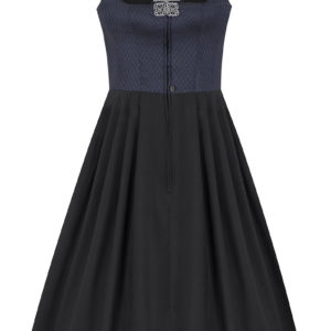 Midi Dirndl 70 cm Gastro dunkelblau schwarz Stretch Emma 014193 ~ 32