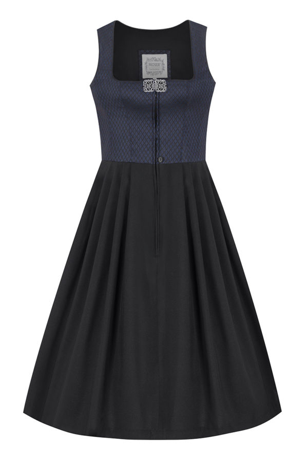 Midi Dirndl 70 cm Gastro dunkelblau schwarz Stretch Emma 014193 ~ 32