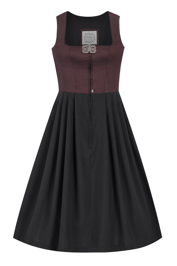 Midi Dirndl 70 cm Gastro dunkelrot schwarz Stretch Emma 014194 ~ 32