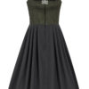 Midi Dirndl 70 cm Gastro oliv schwarz Stretch Emma 014195 ~ 32