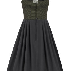 Midi Dirndl 70 cm Gastro oliv schwarz Stretch Emma 014195 ~ 32