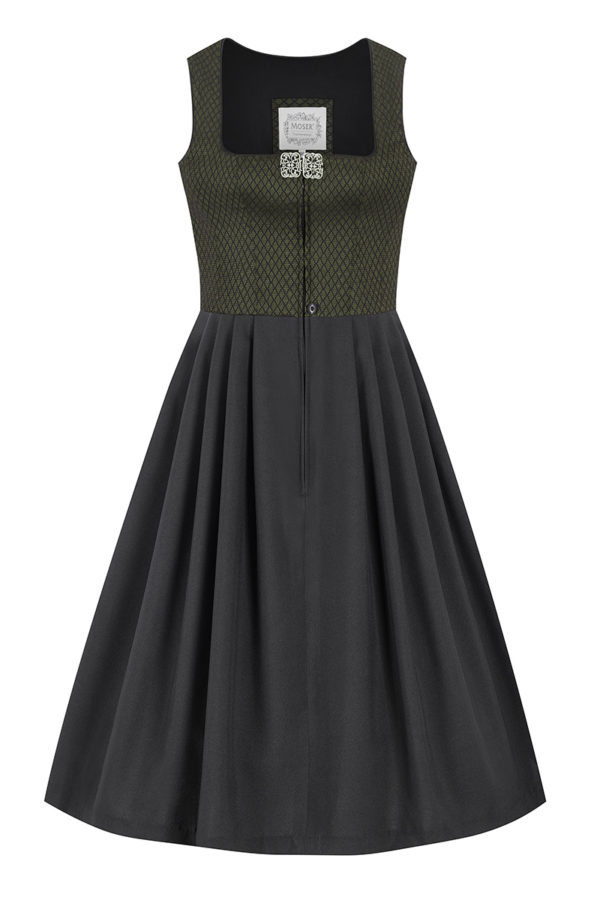 Midi Dirndl 70 cm Gastro oliv schwarz Stretch Emma 014195 ~ 32
