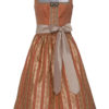Midi Dirndl 70cm apricot geblümt taupe gestreift 003250 ~ 32