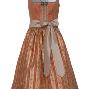 Midi Dirndl 70cm apricot geblümt taupe gestreift 003250 ~ 32