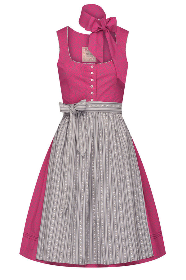 Mini Dirndl 60 cm beere grau inkl. Schal Clara 007859 ~ 30