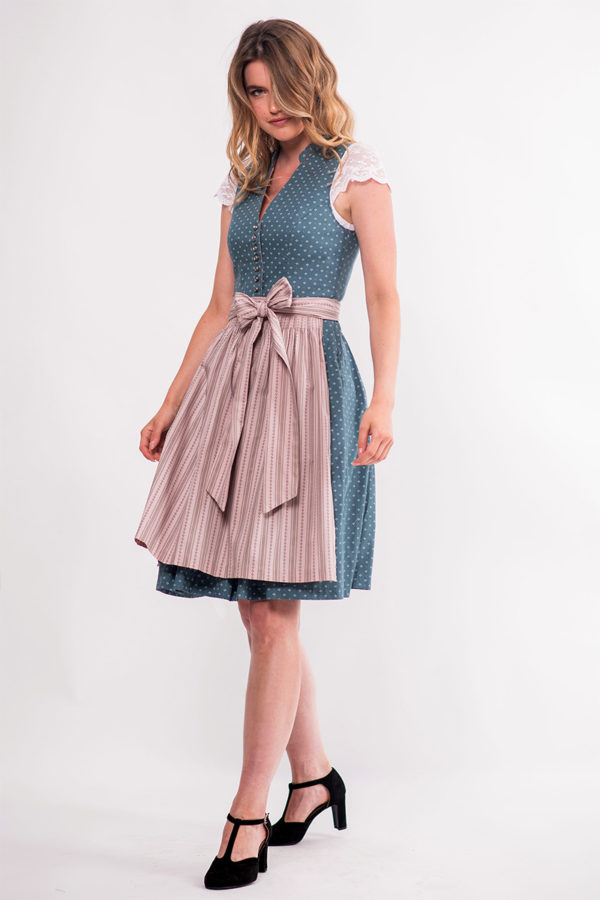 Mini Dirndl 60 cm blau altrosa Valentina 009060 ~ 34