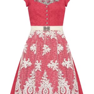 Mini Dirndl 60 cm dunkelrot creme mit Tüllschürze Valerie 008494 ~ 36