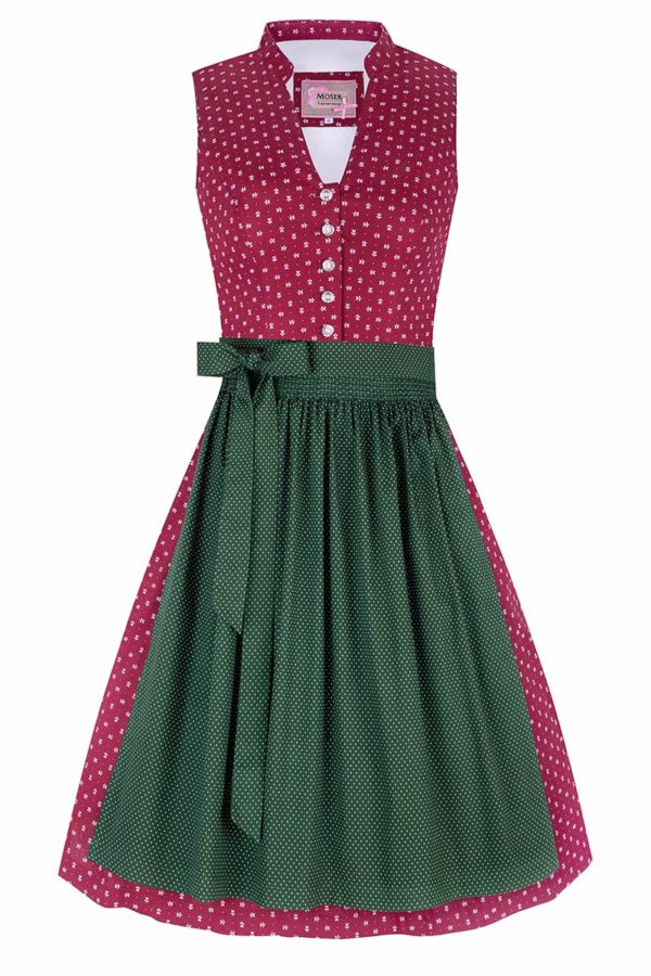 Mini Dirndl 60 cm rot grün gemustert Greta 010178 ~ 32