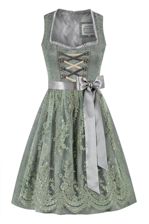 Mini Dirndl 60 cm salbei geblümt Sharon 014616 ~ 36