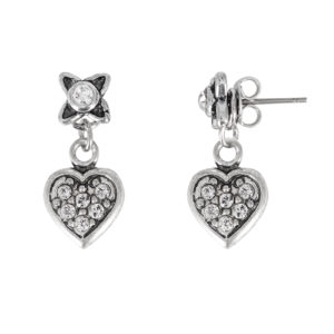 Ohrstecker silber Strassblüte mit Herzanhänger 011341 ~ 1
