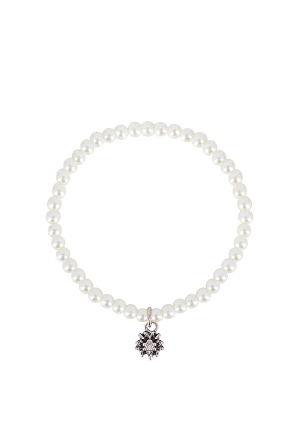 Perlenarmband creme mit Edelweiß 015315 ~ creme